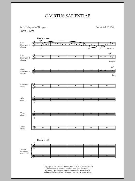 Dominick Diorio O Virtus Sapientiae Sheet Music Notes & Chords for SATB - Download or Print PDF