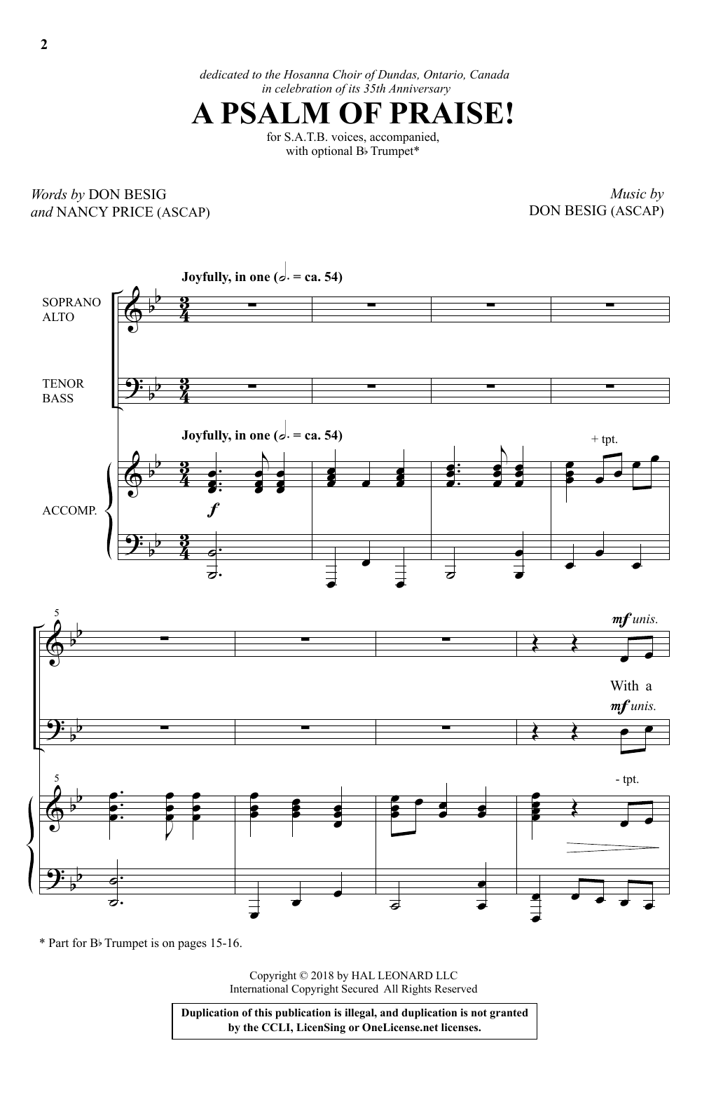 Don Besig A Psalm Of Praise! Sheet Music Notes & Chords for Choral - Download or Print PDF