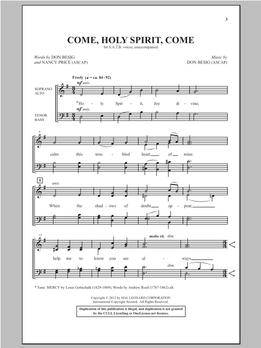Don Besig Holy Spirit, Light Divine Sheet Music Notes & Chords for SATB - Download or Print PDF