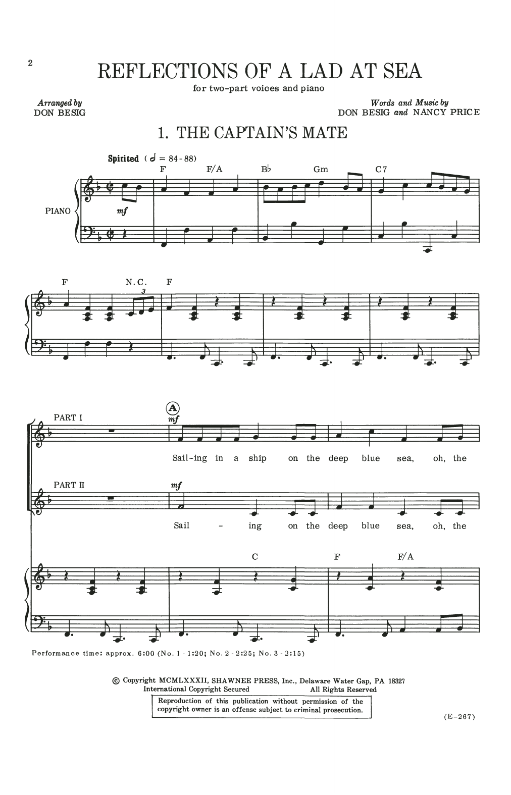 Don Besig and Nancy Price Reflections Of A Lad At Sea Sheet Music Notes & Chords for 2-Part Choir - Download or Print PDF Don Besig and Nancy Price Reflections Of A Lad At Sea Sheet Music Notes & Chords for 2-Part Choir - Download or Print PDF