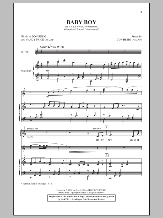 Don Besig Baby Boy Sheet Music Notes & Chords for SATB - Download or Print PDF