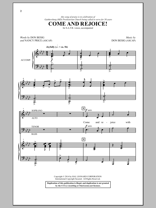 Don Besig Come And Rejoice! Sheet Music Notes & Chords for SATB - Download or Print PDF