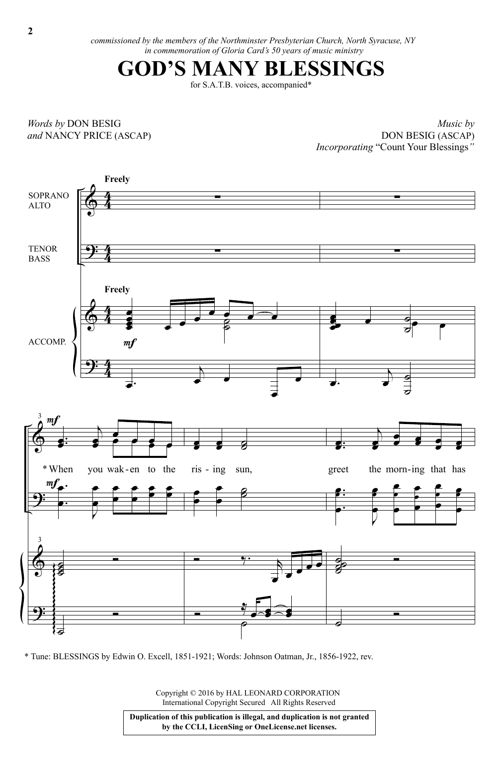 Don Besig God's Many Blessings Sheet Music Notes & Chords for SATB - Download or Print PDF