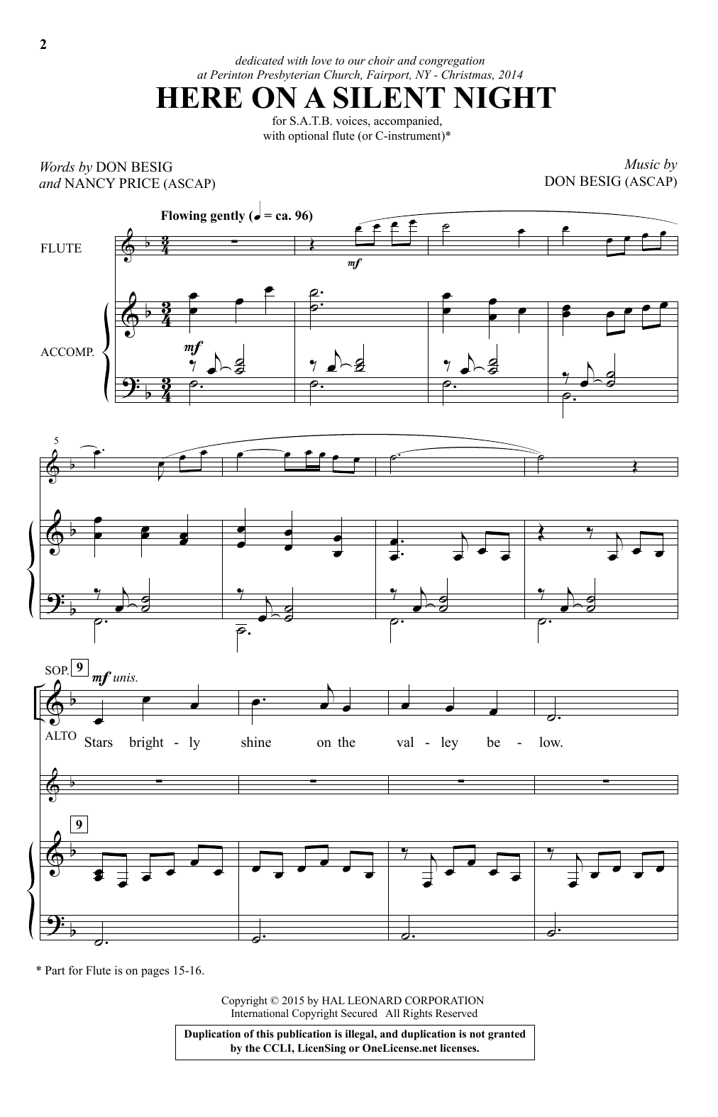 Don Besig Here On A Silent Night Sheet Music Notes & Chords for SATB - Download or Print PDF