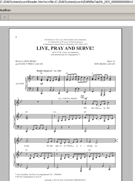 Don Besig Live, Pray And Serve! Sheet Music Notes & Chords for SATB - Download or Print PDF