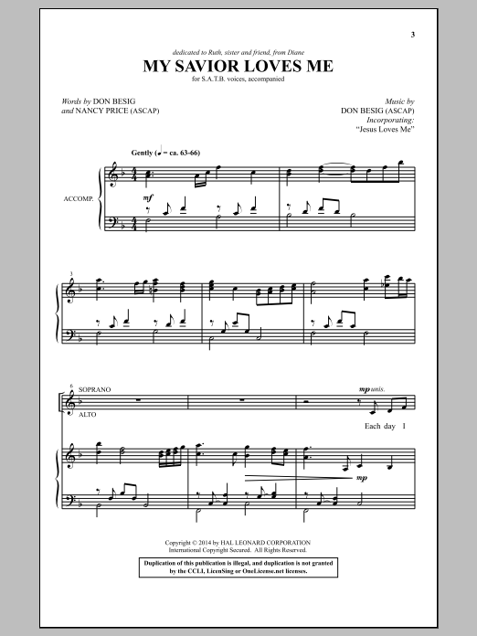 Don Besig My Savior Loves Me Sheet Music Notes & Chords for SATB - Download or Print PDF