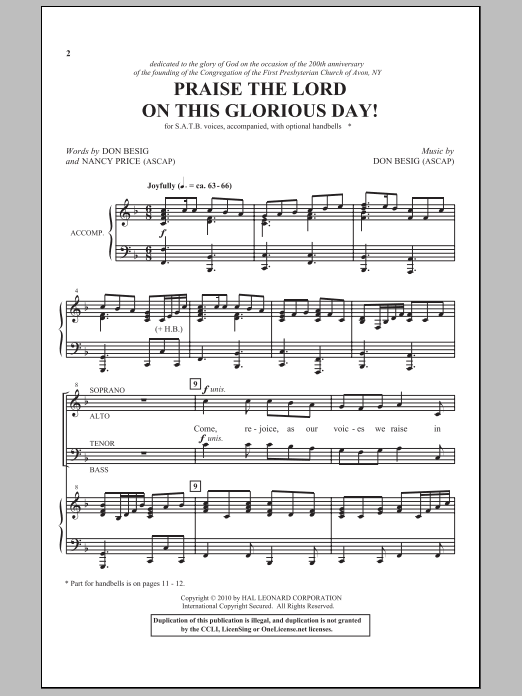 Don Besig Praise The Lord On This Glorious Day Sheet Music Notes & Chords for SATB - Download or Print PDF