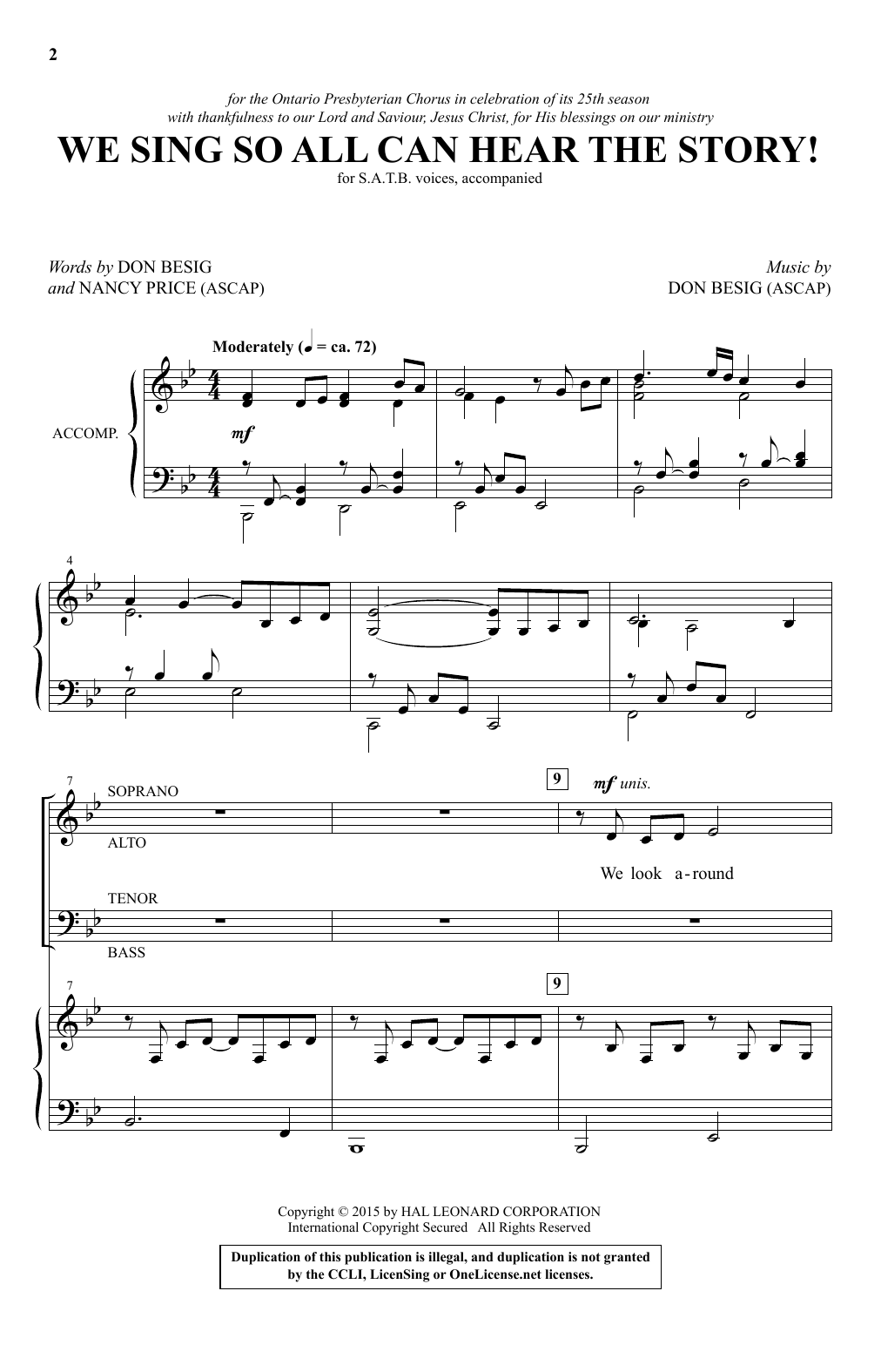 Don Besig We Sing So All Can Hear The Story! Sheet Music Notes & Chords for SATB - Download or Print PDF