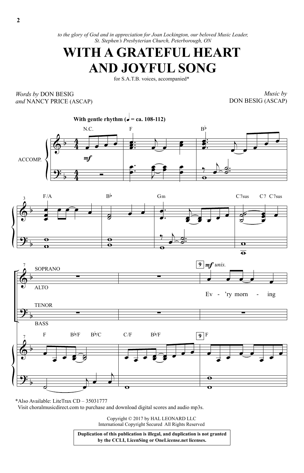 Don Besig With A Grateful Heart And Joyful Song Sheet Music Notes & Chords for SATB - Download or Print PDF