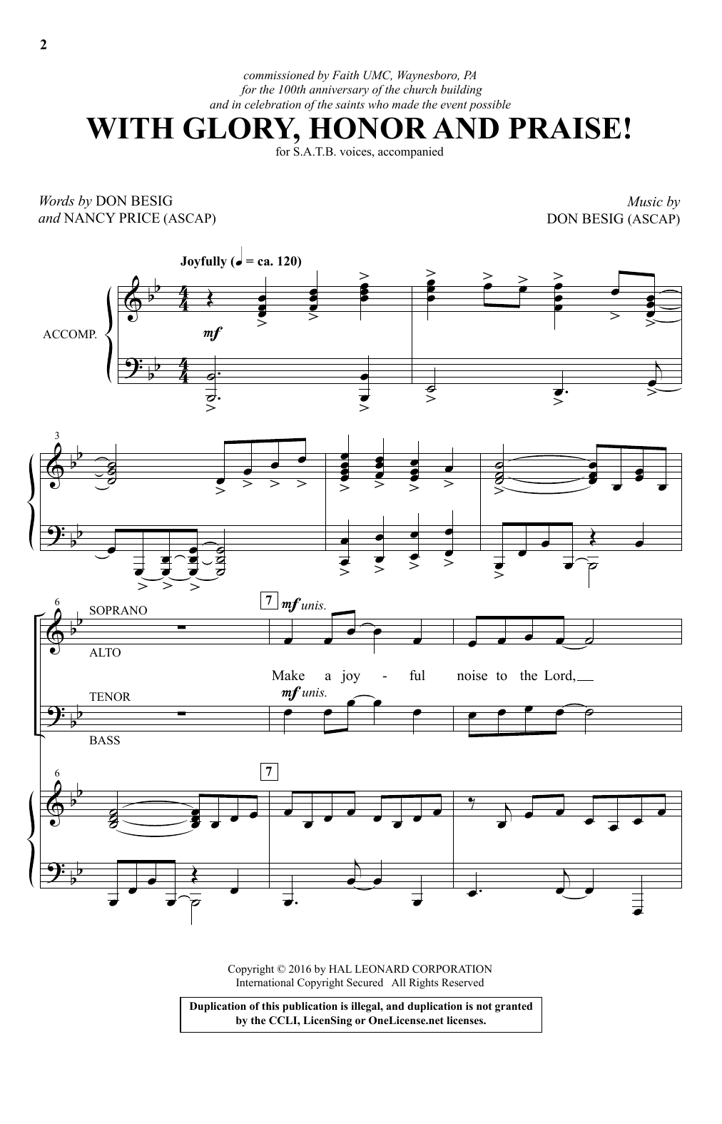 Don Besig With Glory, Honor And Praise! Sheet Music Notes & Chords for SATB - Download or Print PDF