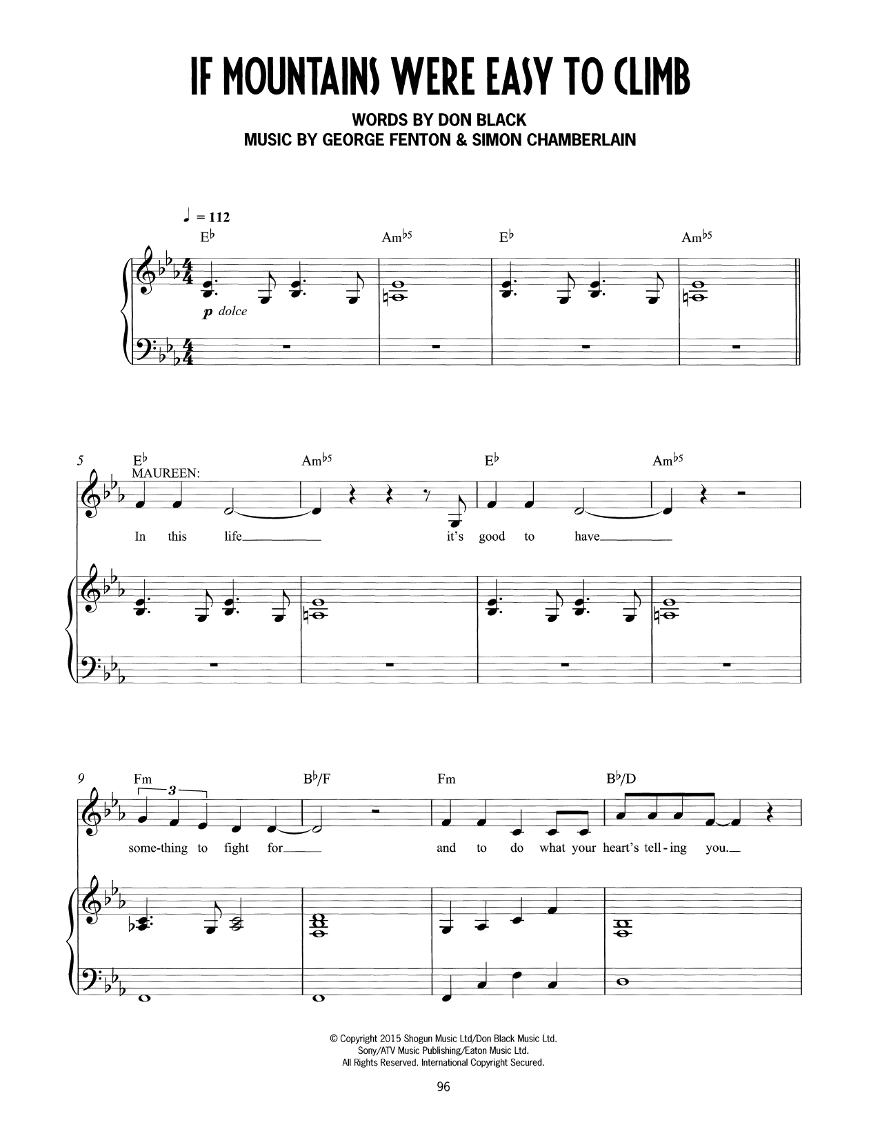 Don Black, George Fenton & Simon Chamberlain If Mountains Were Easy To Climb (from Mrs Henderson Presents) Sheet Music Notes & Chords for Piano & Vocal - Download or Print PDF