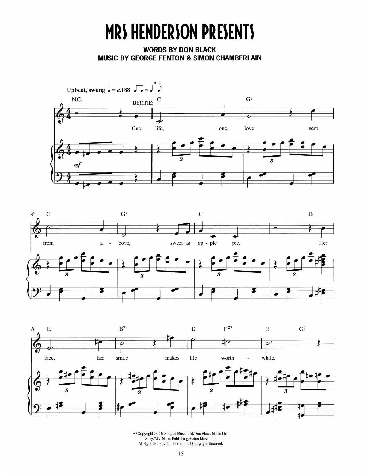 Don Black, George Fenton & Simon Chamberlain Mrs. Henderson Presents (Vivian Van Damm) (from Mrs Henderson Presents) Sheet Music Notes & Chords for Piano & Vocal - Download or Print PDF
