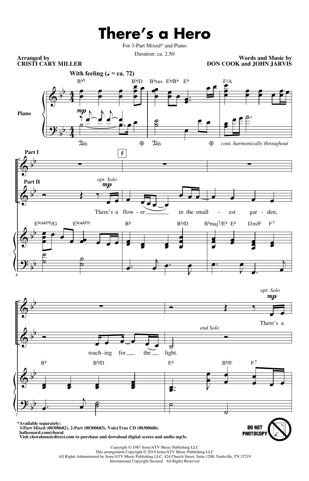 Don Cook and John Jarvis There's A Hero (arr. Cristi Cary Miller) Sheet Music Notes & Chords for 2-Part Choir - Download or Print PDF