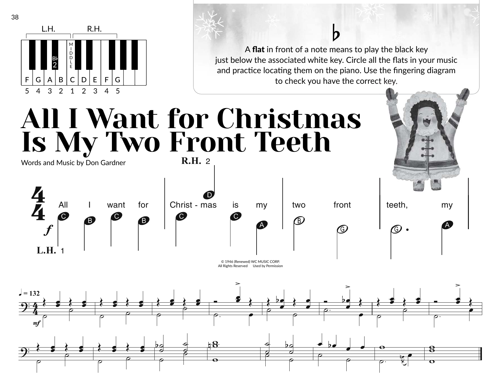 Don Gardner All I Want For Christmas Is My Two Front Teeth (arr. Brittany McCorriston) Sheet Music Notes & Chords for Very Beginner Piano - Download or Print PDF