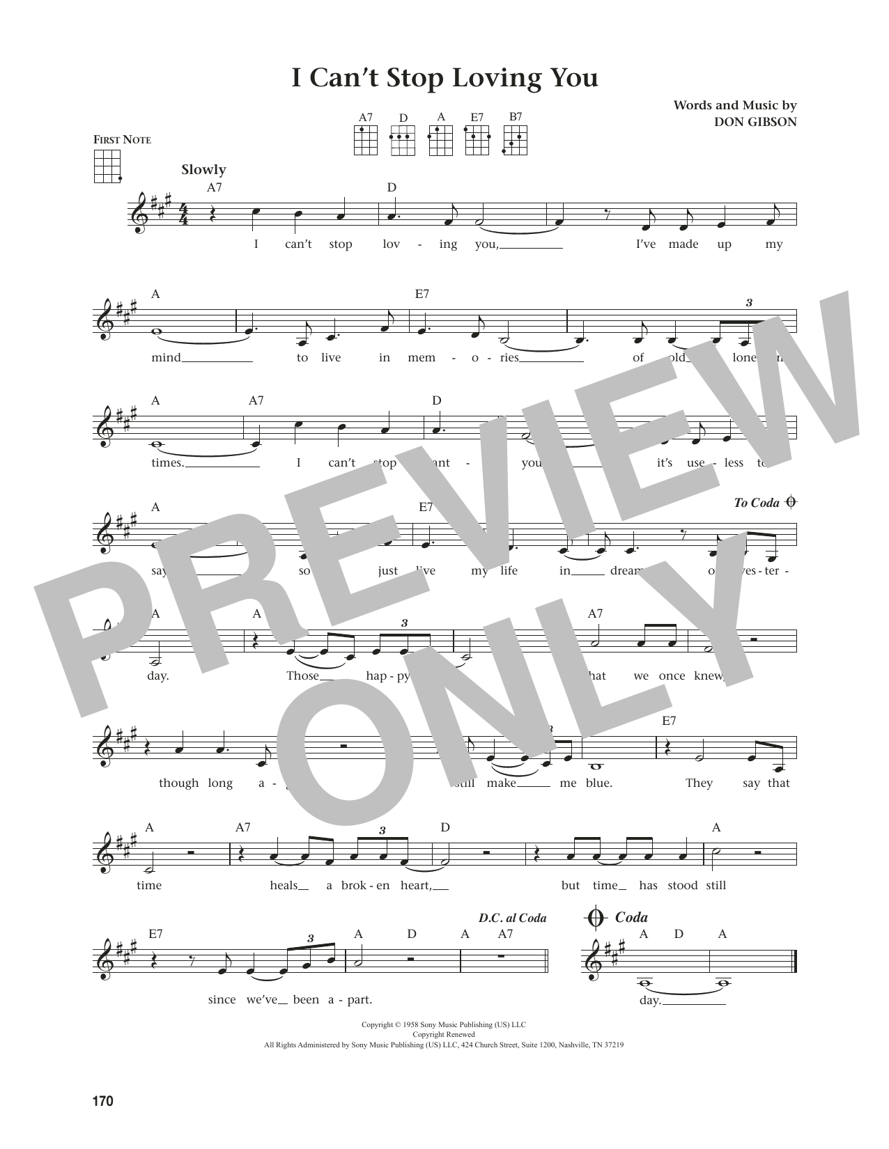 Don Gibson I Can't Stop Loving You (from The Daily Ukulele) (arr. Jim Beloff) Sheet Music Notes & Chords for Ukulele - Download or Print PDF