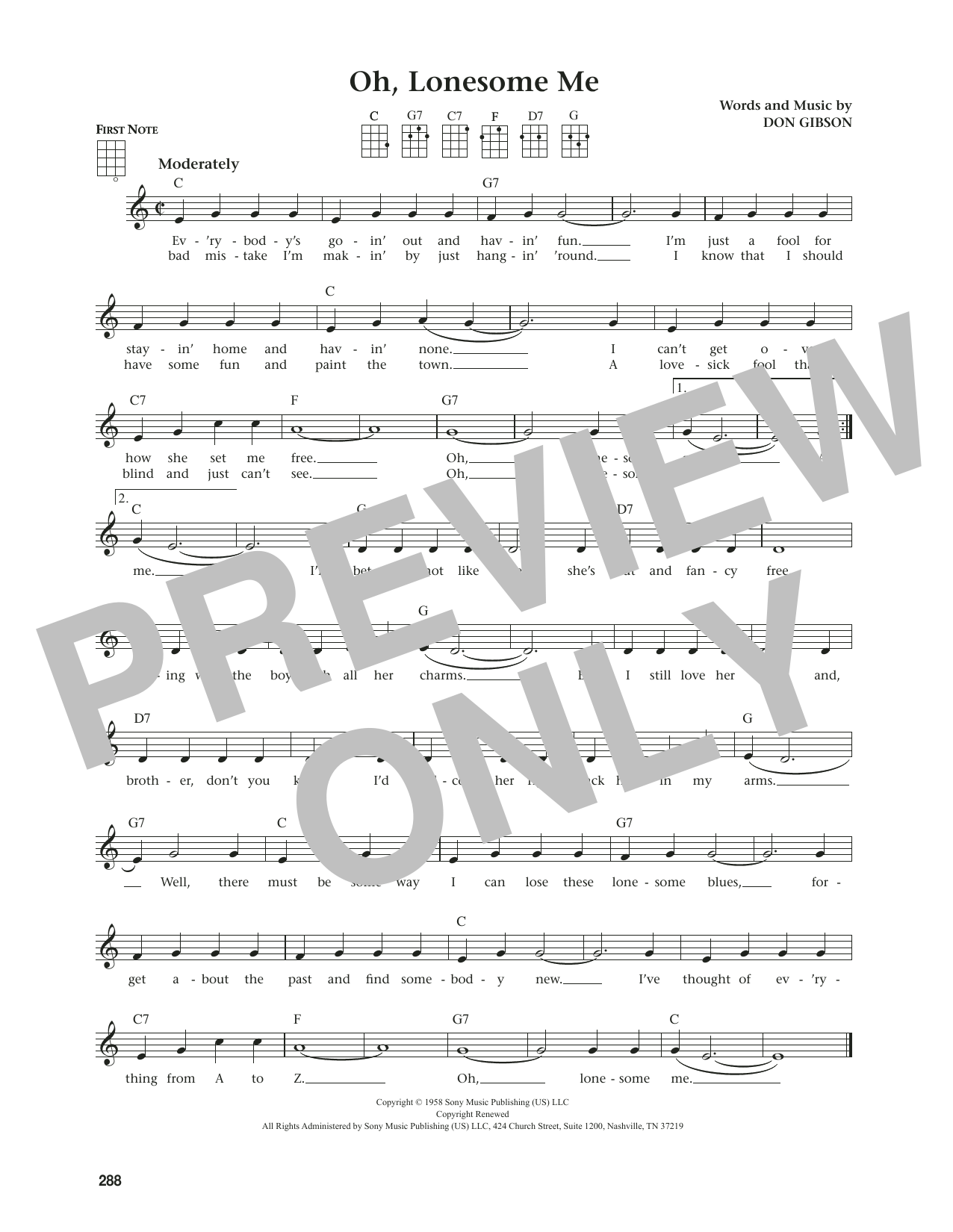 Don Gibson Oh, Lonesome Me (from The Daily Ukulele) (arr. Jim Beloff) Sheet Music Notes & Chords for Ukulele - Download or Print PDF