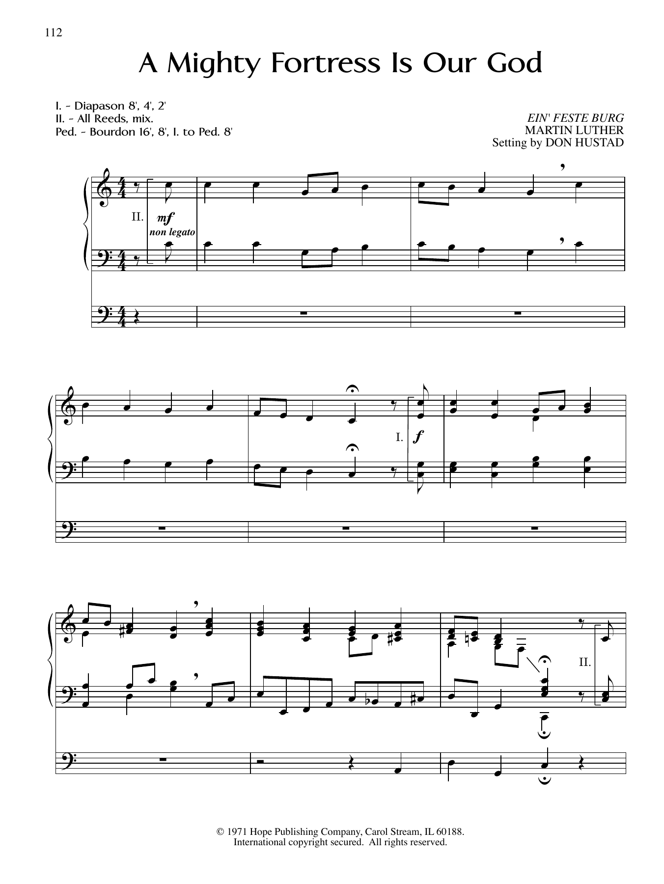 Don Hustad A Mighty Fortress Is Our God Sheet Music Notes & Chords for Organ - Download or Print PDF