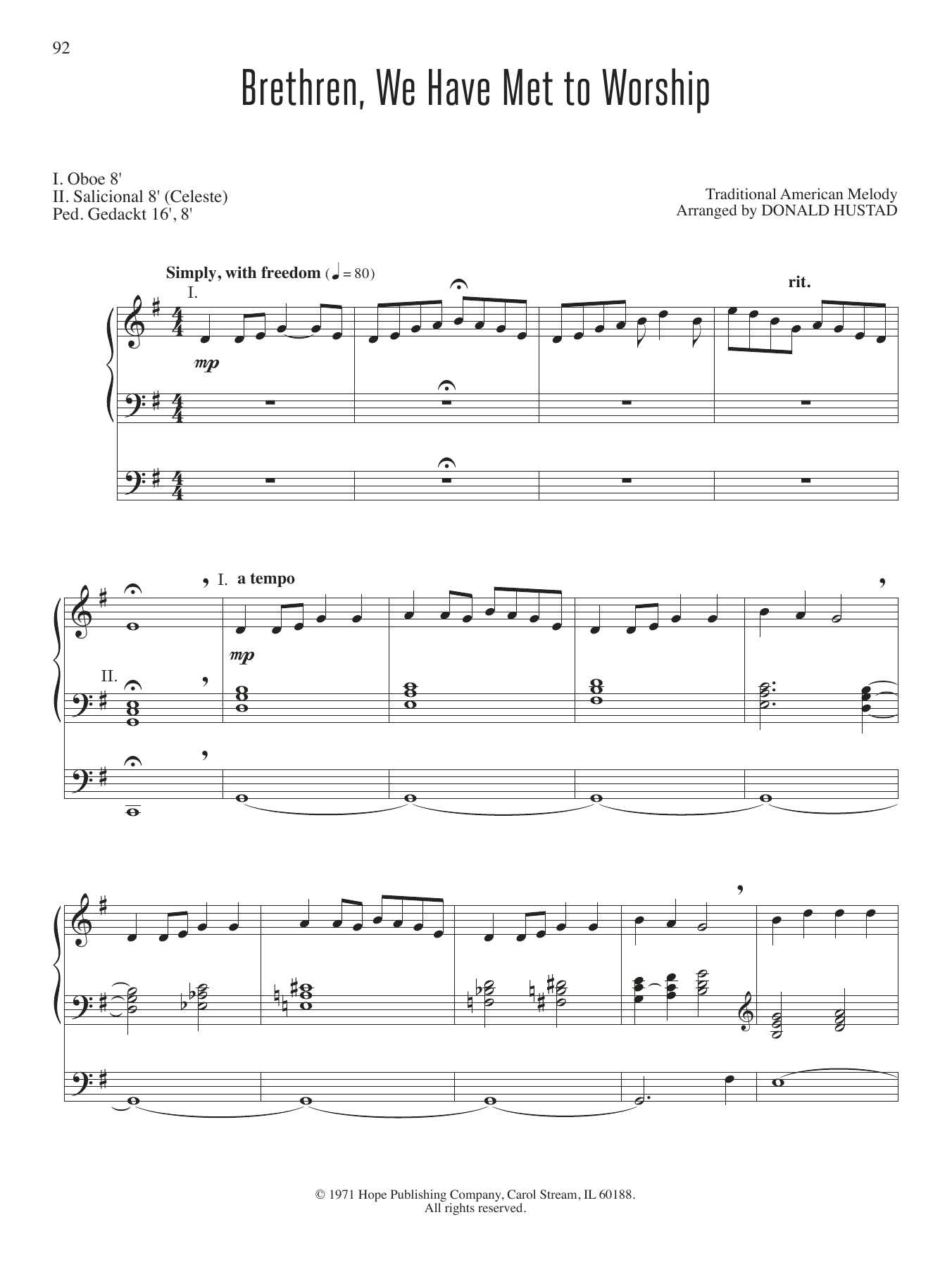 Don Hustad Brethren, we have Met to Worship Sheet Music Notes & Chords for Organ - Download or Print PDF