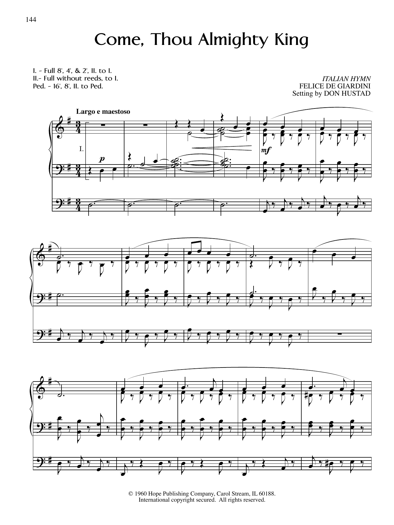 Don Hustad Come, Thou Almighty King Sheet Music Notes & Chords for Organ - Download or Print PDF