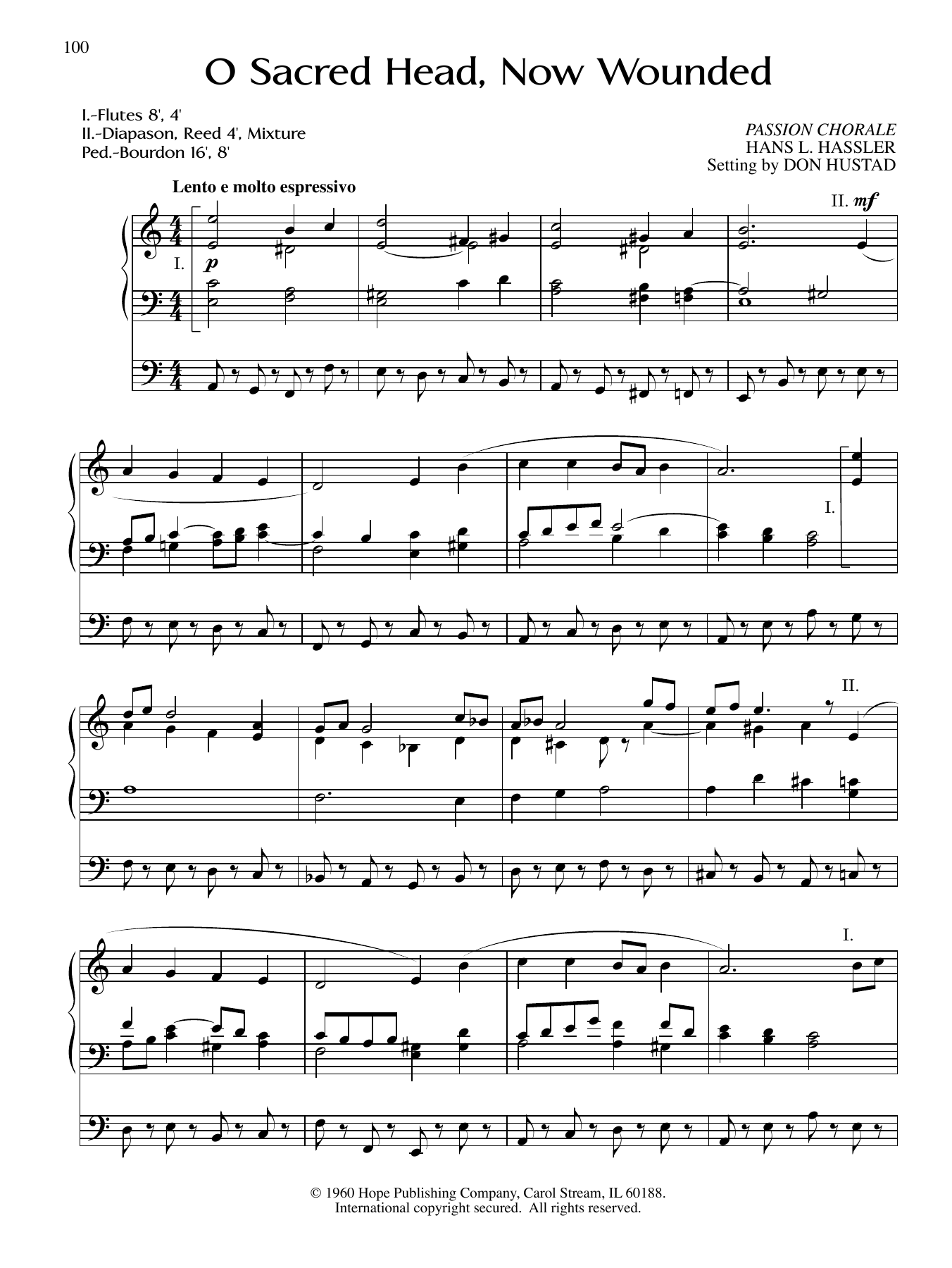 Don Hustad O Sacred Head, Now Wounded Sheet Music Notes & Chords for Organ - Download or Print PDF