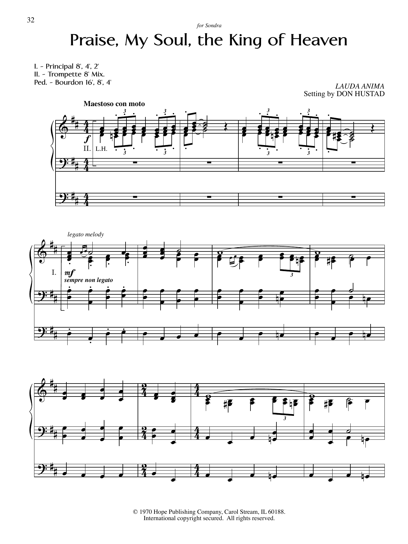 Don Hustad Praise, My Soul, the King of Heaven Sheet Music Notes & Chords for Organ - Download or Print PDF