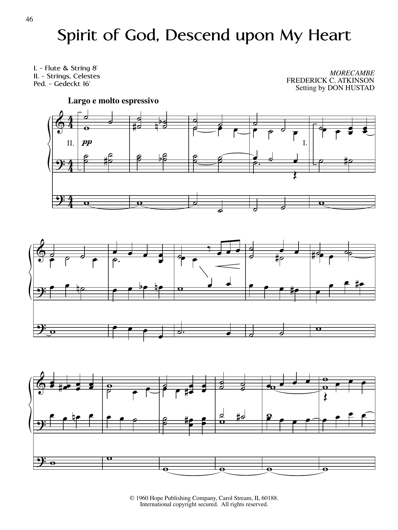 Don Hustad Spirit Of God, Descend Upon My Heart Sheet Music Notes & Chords for Organ - Download or Print PDF