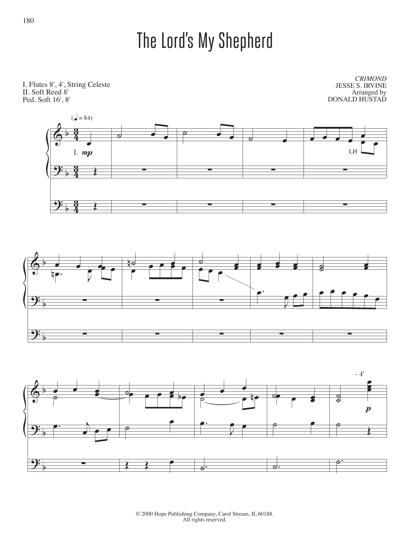Don Hustad The Lord's My Shepherd Sheet Music Notes & Chords for Organ - Download or Print PDF