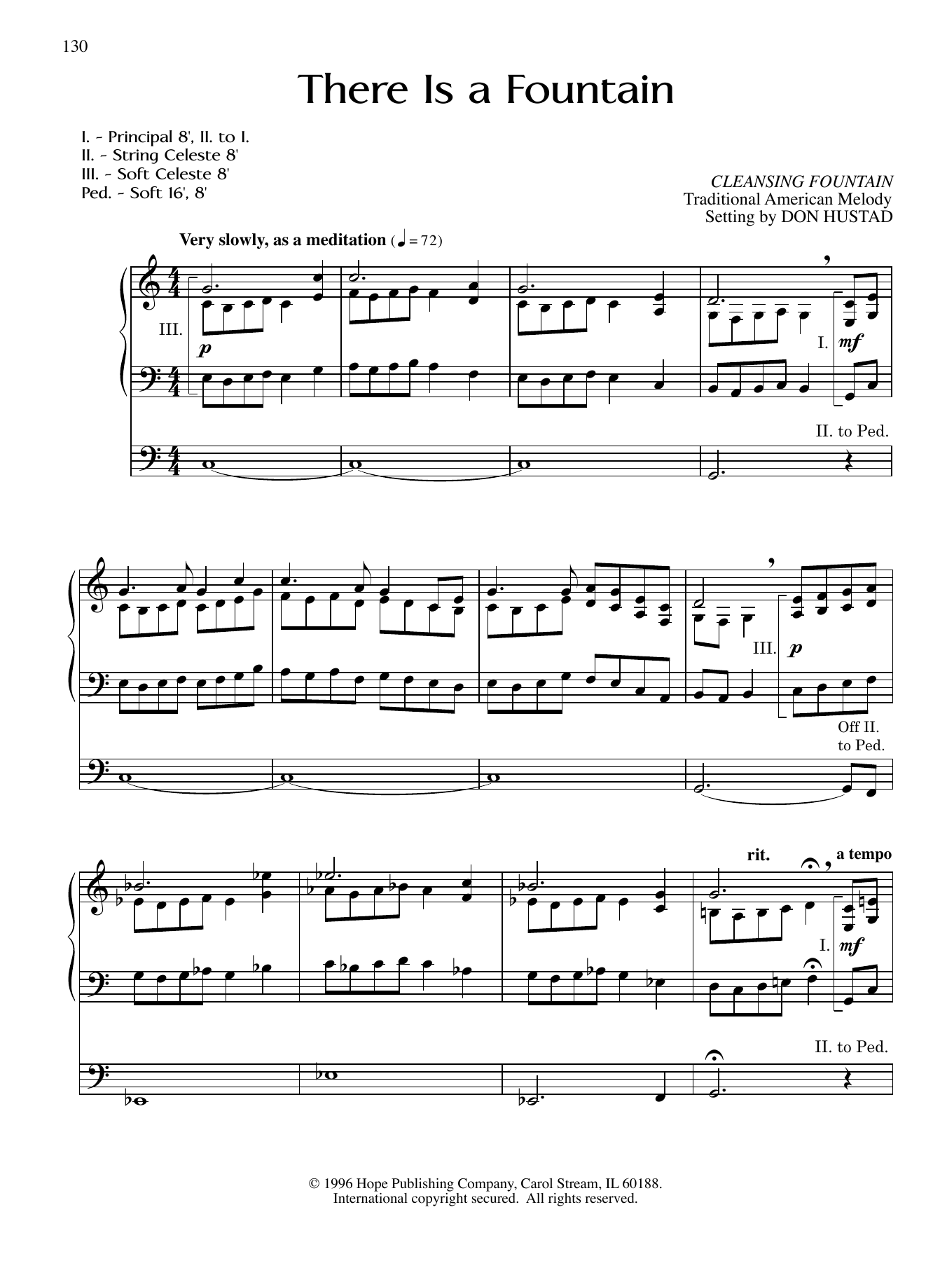 Don Hustad There Is a Fountain Sheet Music Notes & Chords for Organ - Download or Print PDF
