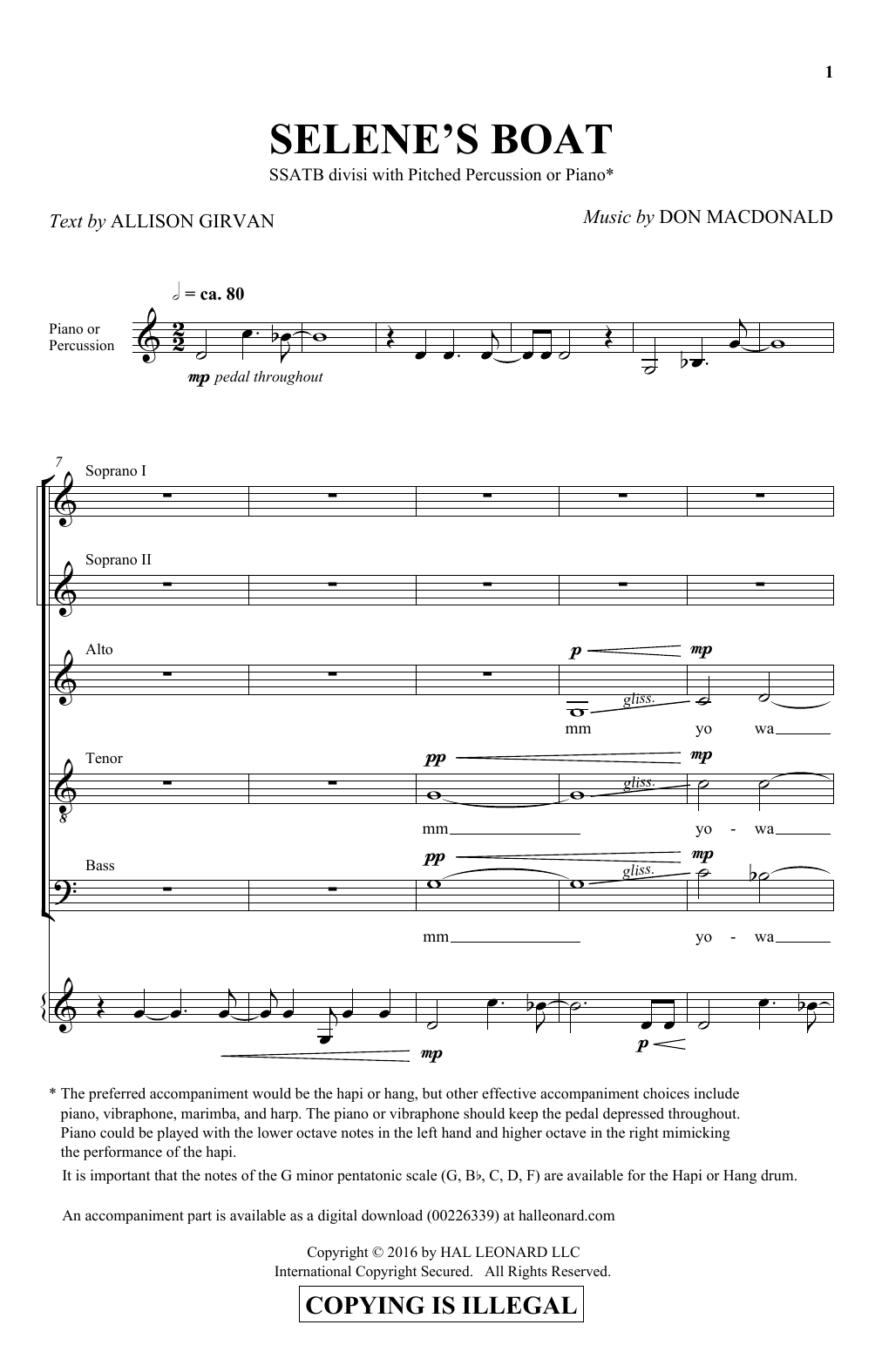 Don MacDonald Selene's Boat Sheet Music Notes & Chords for SATB - Download or Print PDF