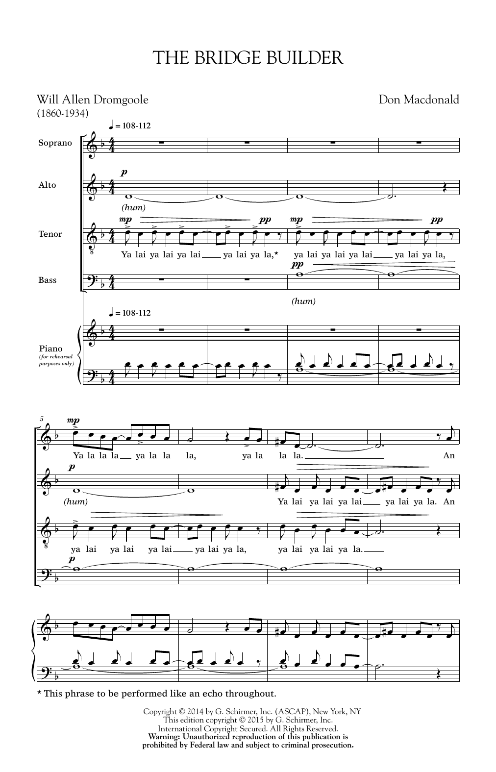 Don MacDonald The Bridge Builder Sheet Music Notes & Chords for SATB - Download or Print PDF