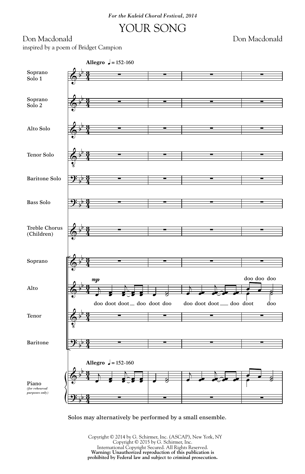 Don MacDonald Your Song Sheet Music Notes & Chords for SATB - Download or Print PDF