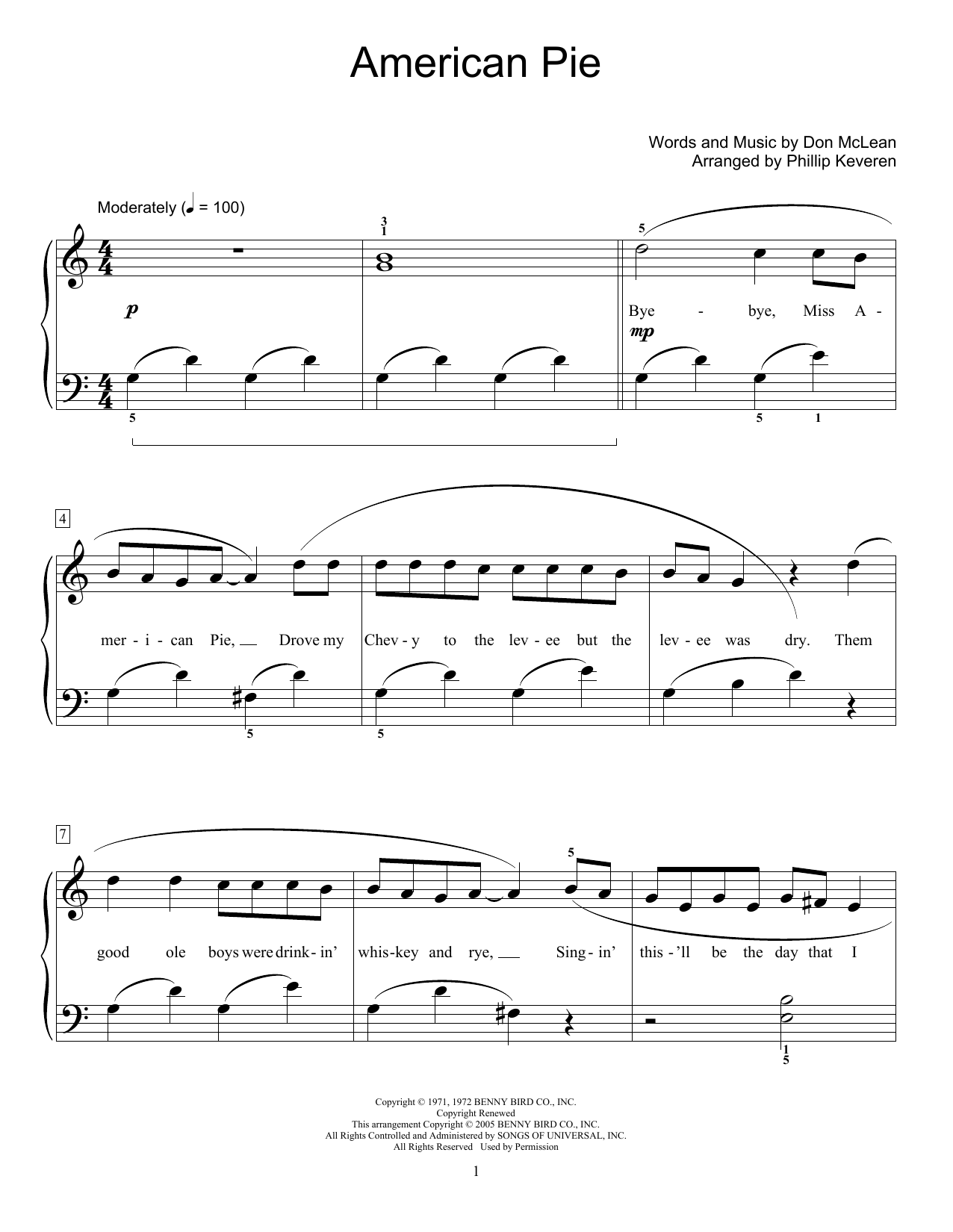 Phillip Keveren American Pie Sheet Music Notes & Chords for Educational Piano - Download or Print PDF