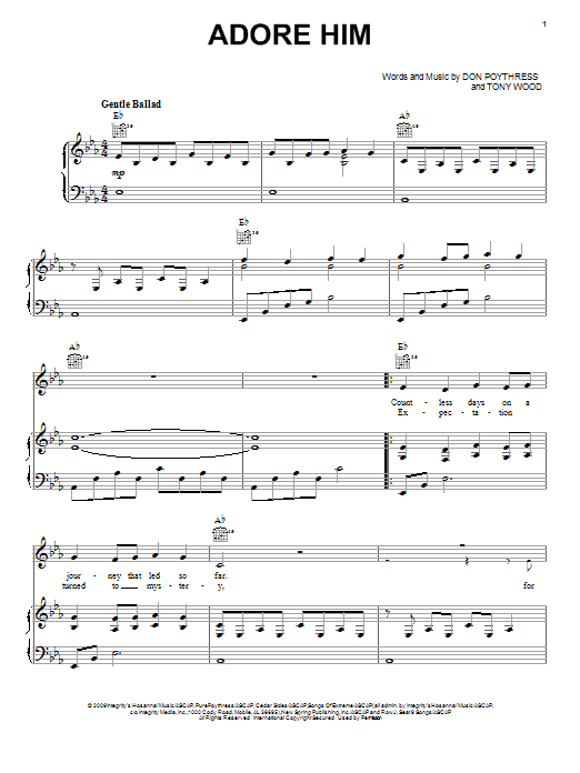 Don Poythress Adore Him Sheet Music Notes & Chords for Piano, Vocal & Guitar (Right-Hand Melody) - Download or Print PDF
