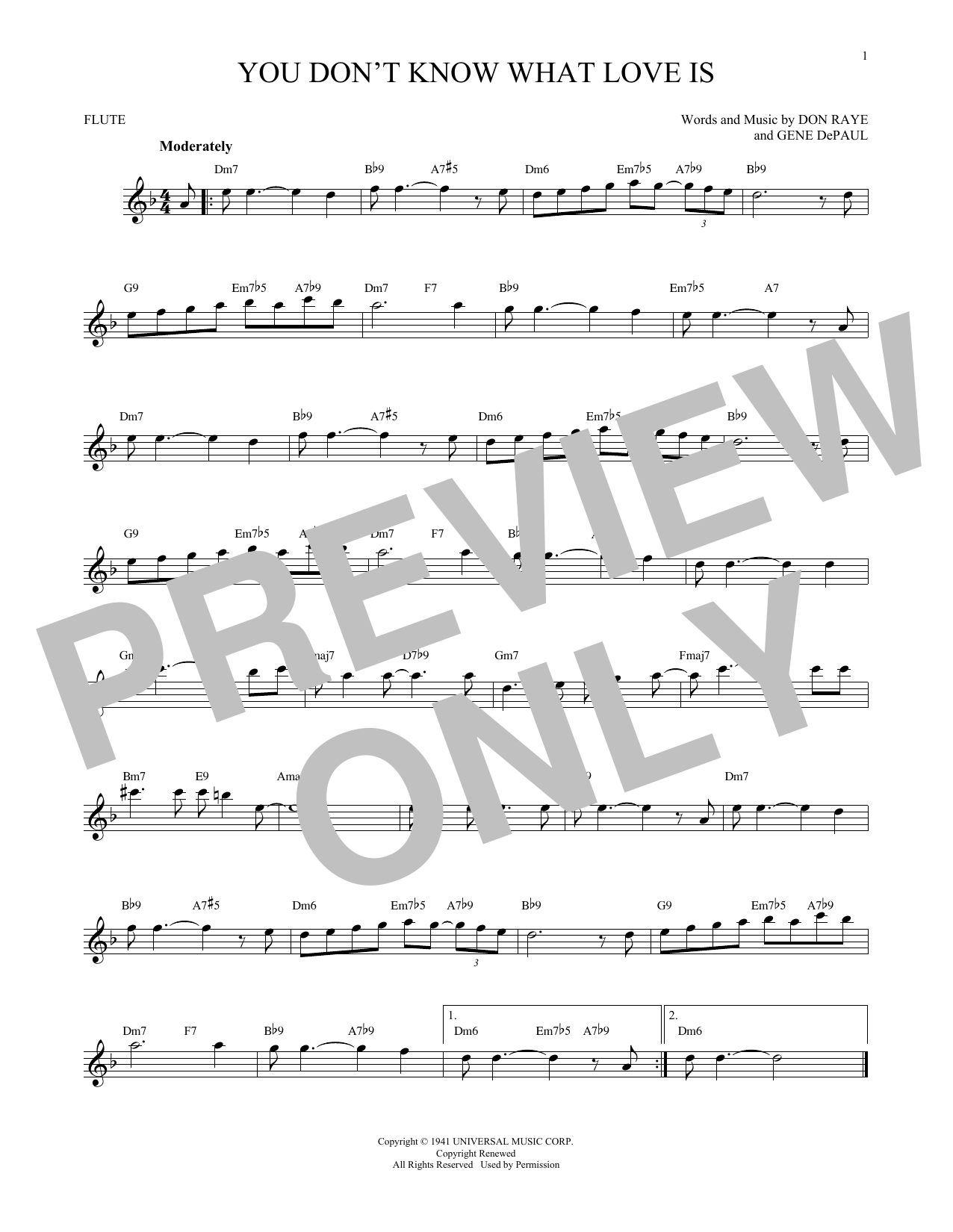 Don Raye You Don't Know What Love Is Sheet Music Notes & Chords for Clarinet - Download or Print PDF