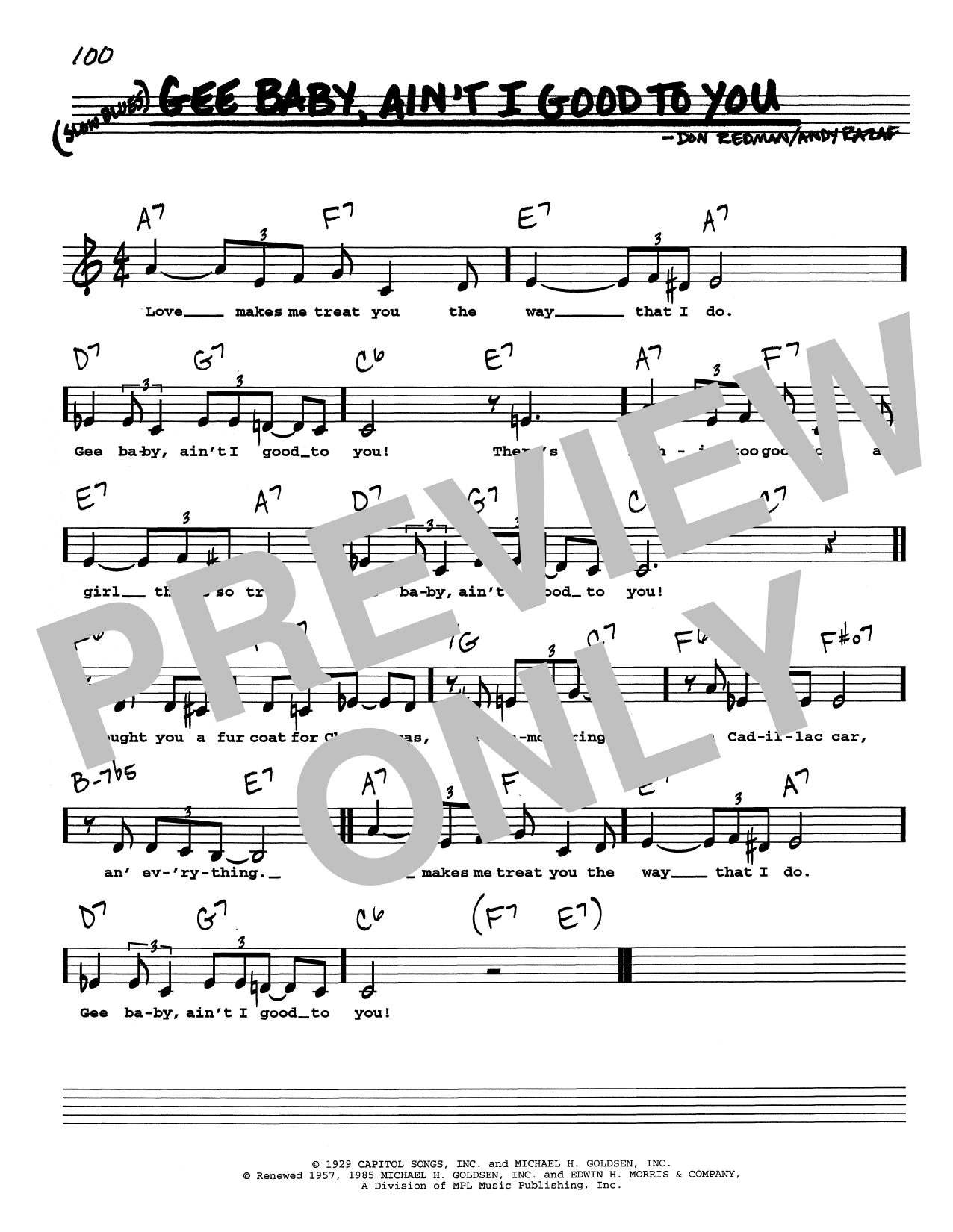 Don Redman Gee Baby, Ain't I Good To You (Low Voice) Sheet Music Notes & Chords for Real Book – Melody, Lyrics & Chords - Download or Print PDF