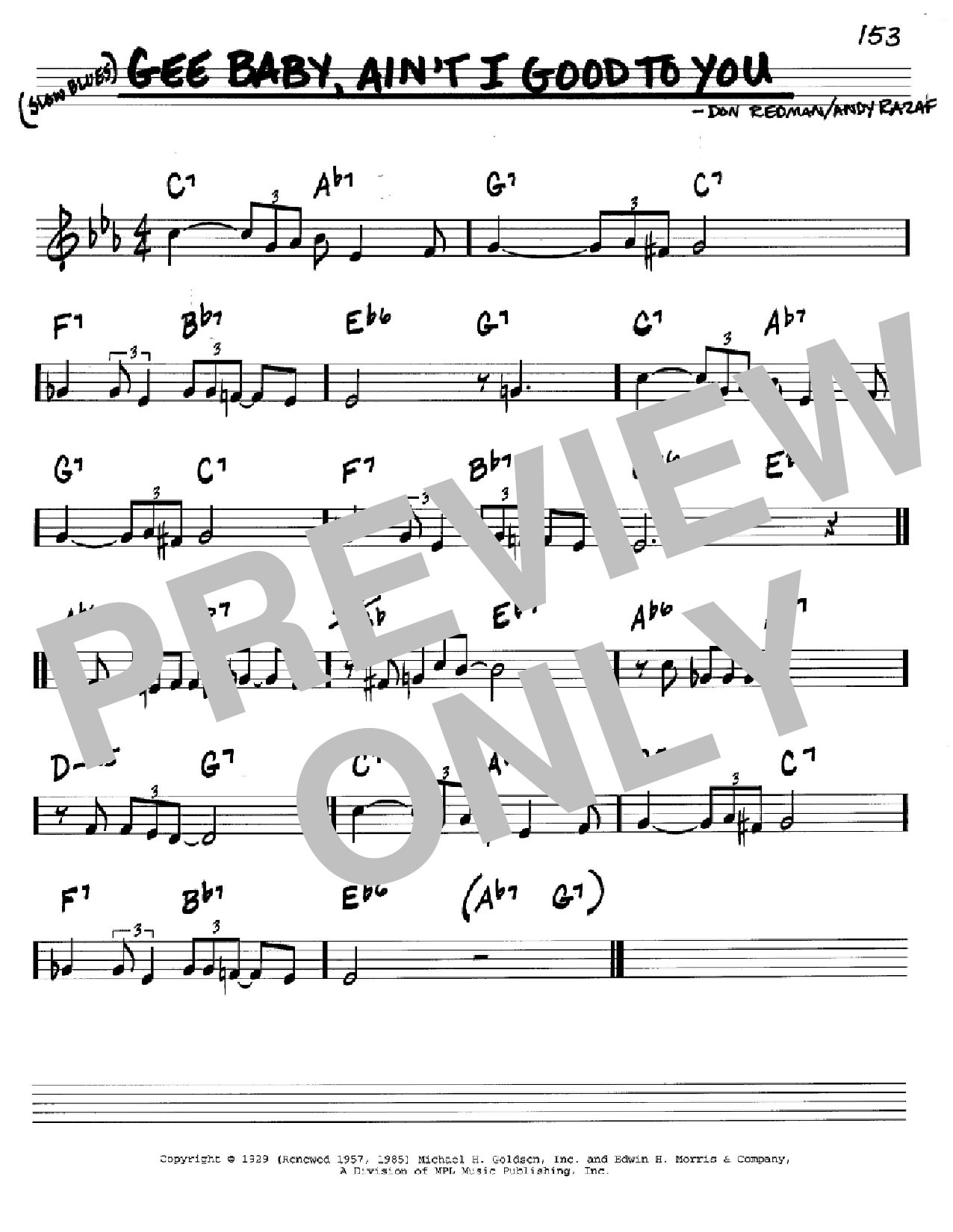Don Redman Gee Baby, Ain't I Good To You Sheet Music Notes & Chords for Real Book - Melody & Chords - C Instruments - Download or Print PDF