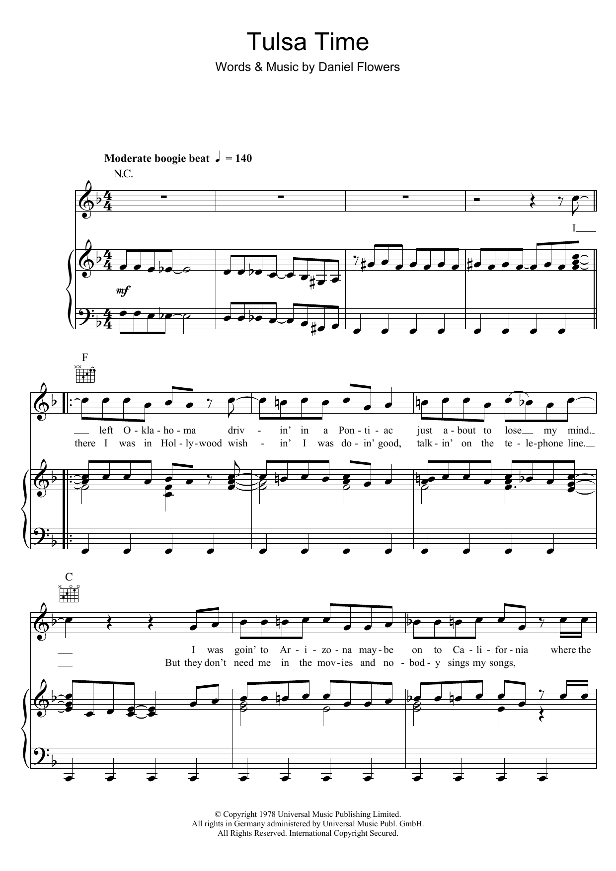 Don Williams Tulsa Time Sheet Music Notes & Chords for Real Book – Melody, Lyrics & Chords - Download or Print PDF