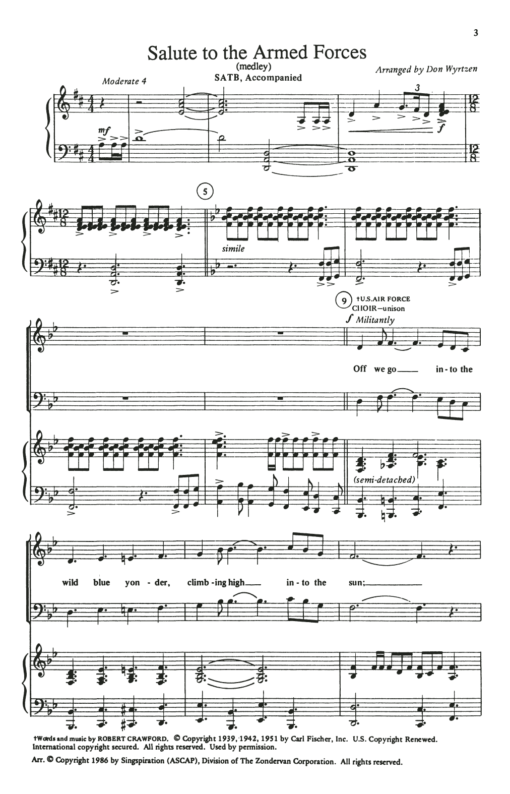 Don Wyrtzen and Phil and Lynne Brower Salute To The Armed Forces Sheet Music Notes & Chords for SATB Choir - Download or Print PDF