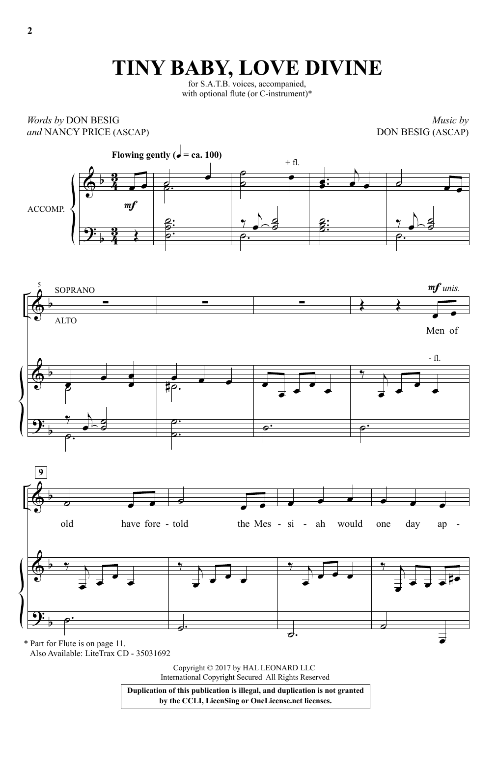 Preview Don Besig Tiny Baby, Love Divine Sacred sheet music, notes and chords for SATB, SKU: 186175 Tiny Baby, Love Divine sheet music