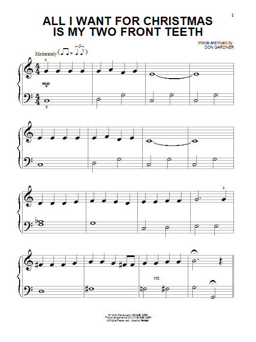 All I Want For Christmas Is My Two Front Teeth sheet music