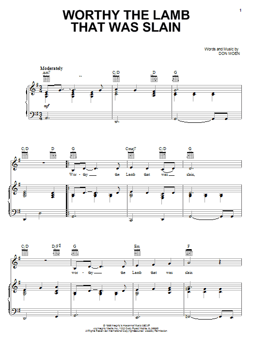 Don Moen Worthy The Lamb That Was Slain Sheet Music Download Pdf Score 23951