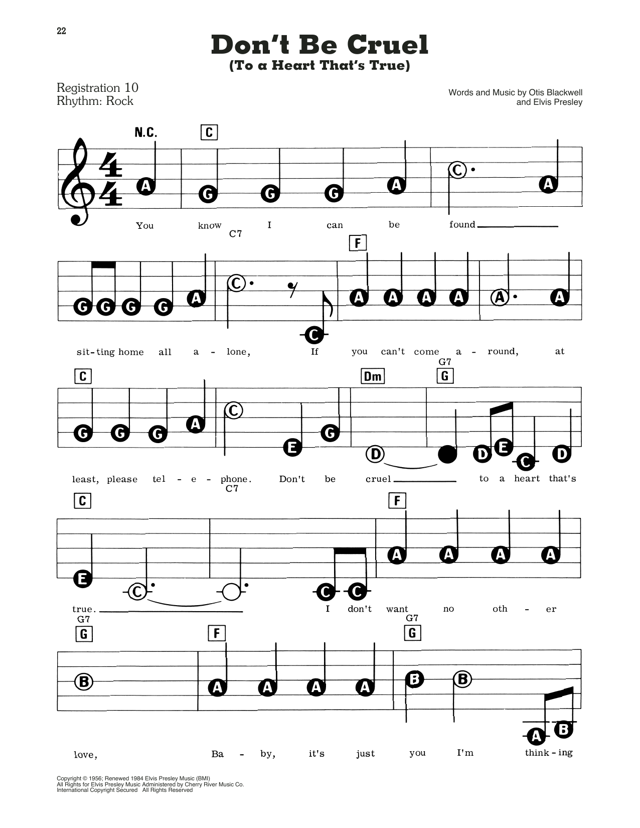 Elvis Presley Don T Be Cruel To A Heart That S True Sheet Music Download Pdf Score 183059