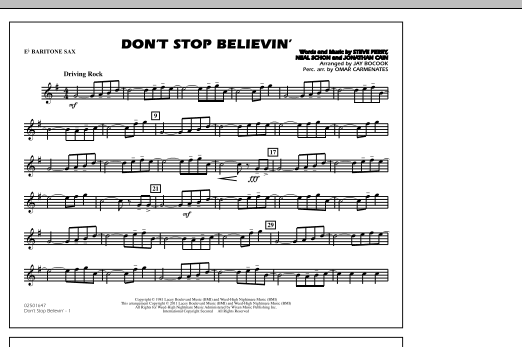 Jay Bocook Don T Stop Believin Eb Baritone Sax Sheet Music Download Pdf Score 299039