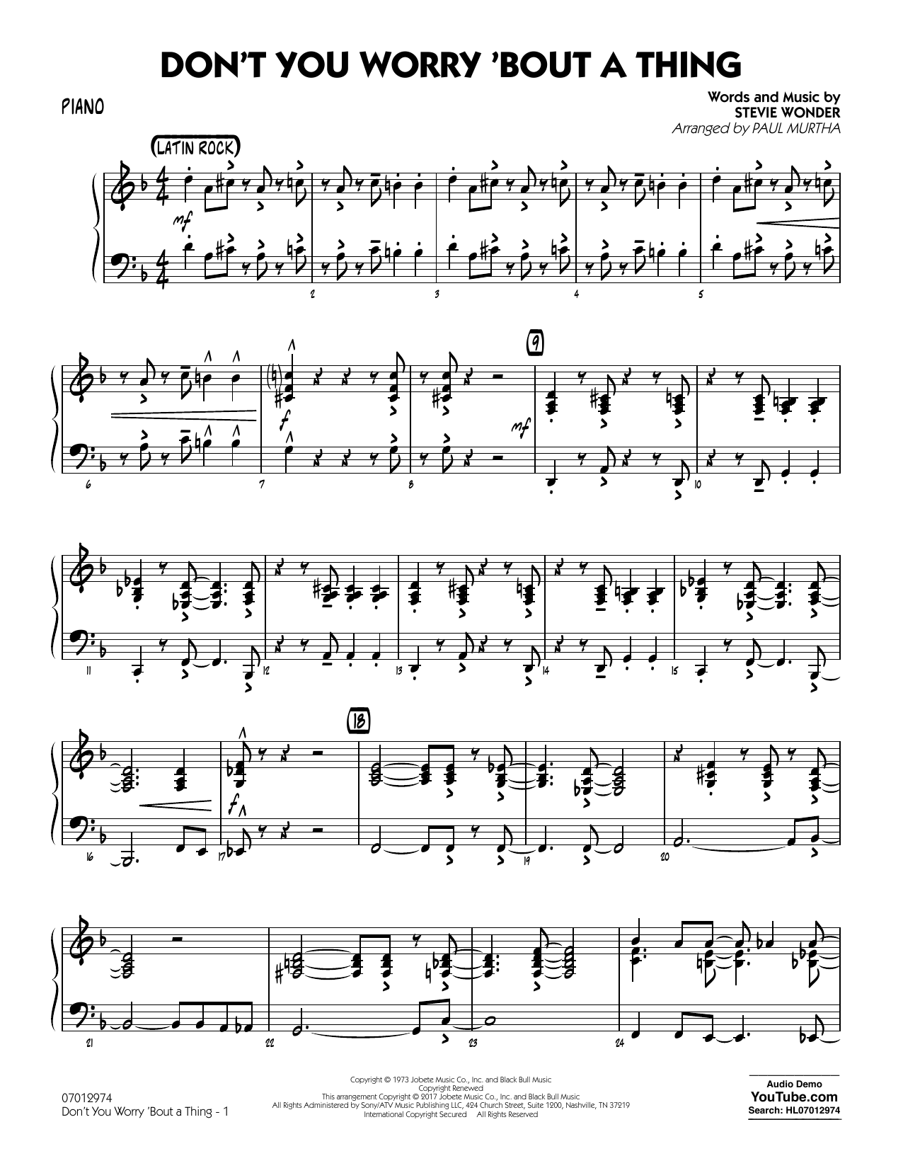 Paul Murtha Don T You Worry Bout A Thing Piano Sheet Music Download Pdf Score 367346