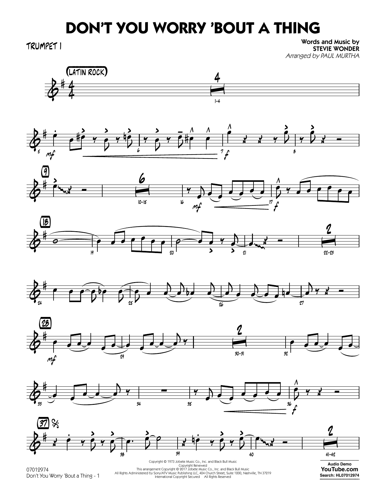 Paul Murtha Don T You Worry Bout A Thing Trumpet 1 Sheet Music Download Pdf Score 367385