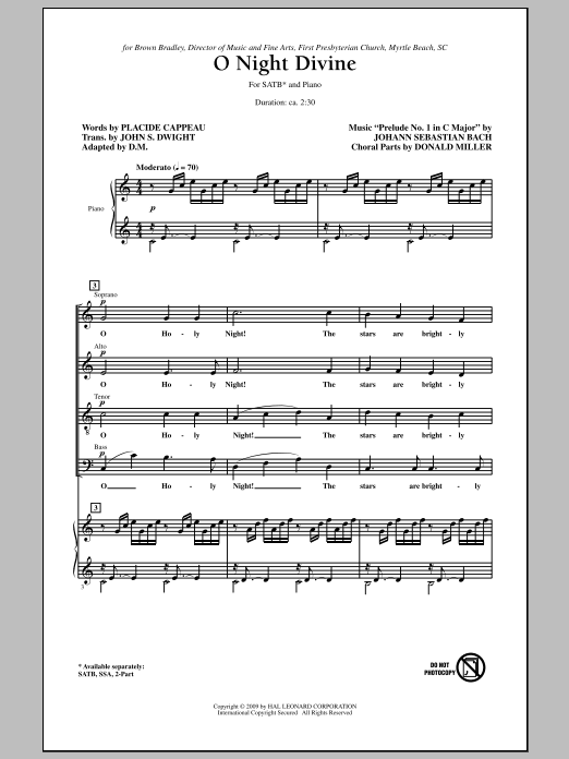 Donald Miller O Night Divine Sheet Music Notes & Chords for SATB - Download or Print PDF