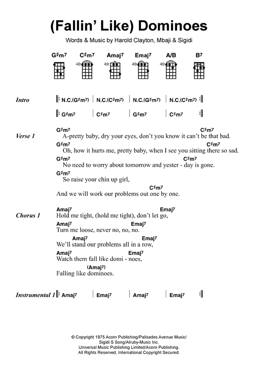 Donald Byrd (Fallin' Like) Dominoes Sheet Music Notes & Chords for Ukulele - Download or Print PDF