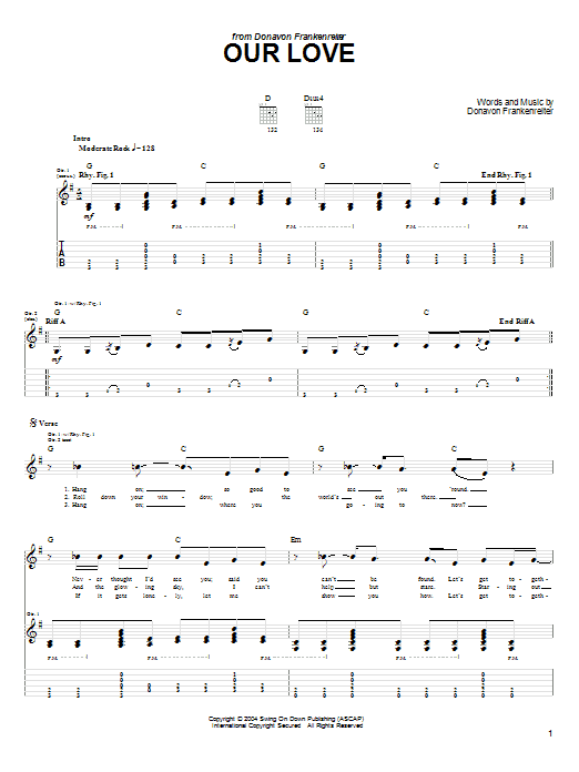 Donavon Frankenreiter Our Love Sheet Music Notes & Chords for Guitar Tab - Download or Print PDF Donavon Frankenreiter Our Love Sheet Music Notes & Chords for Guitar Tab - Download or Print PDF