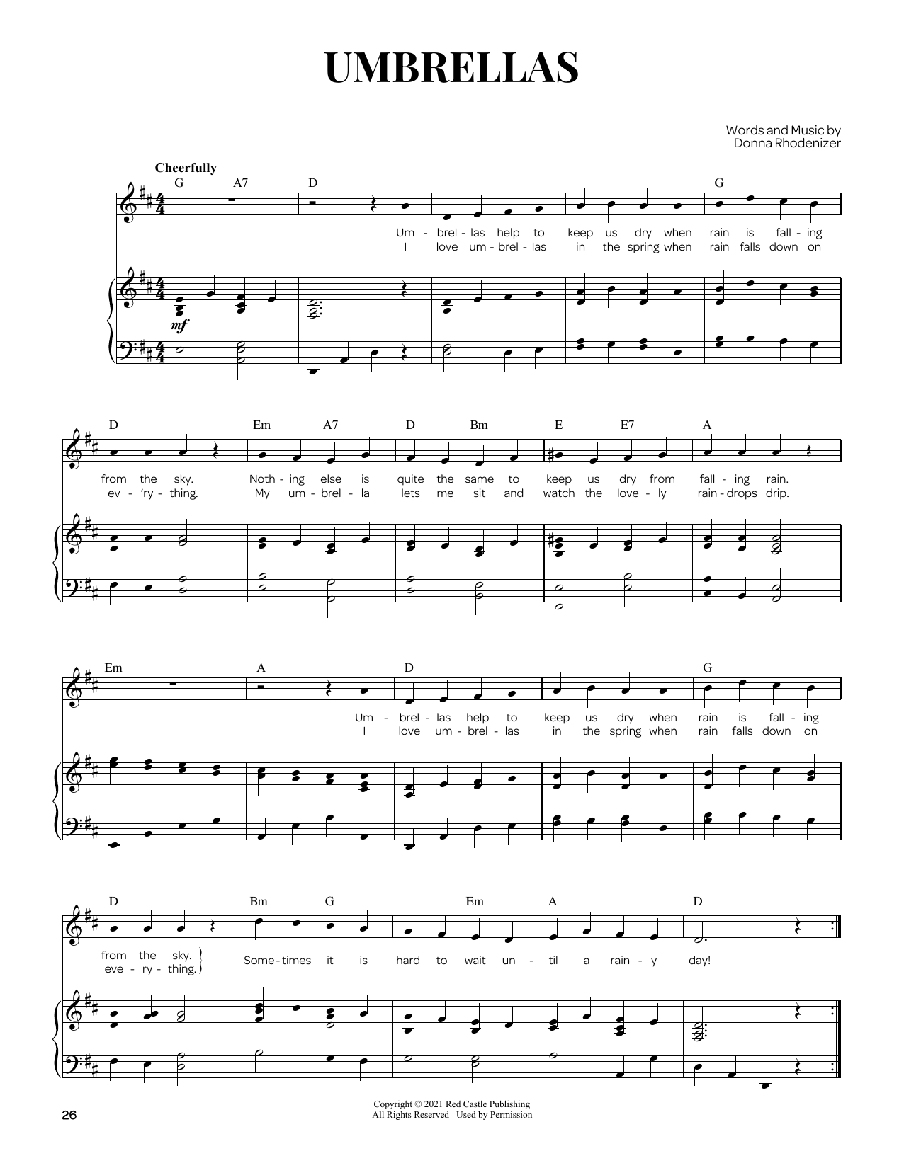 Donna Rhodenizer Umbrellas Sheet Music Notes & Chords for Piano & Vocal - Download or Print PDF