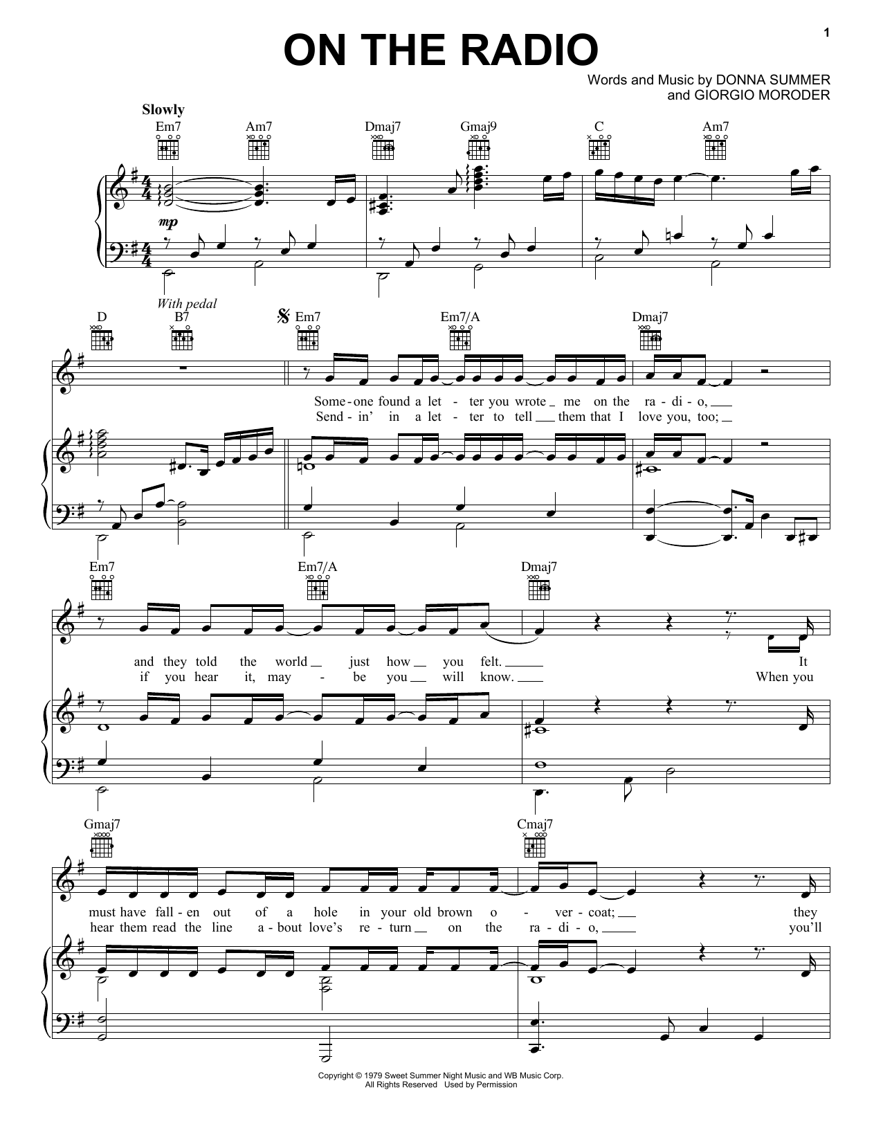 Donna Summer On The Radio Sheet Music Notes & Chords for Piano, Vocal & Guitar (Right-Hand Melody) - Download or Print PDF